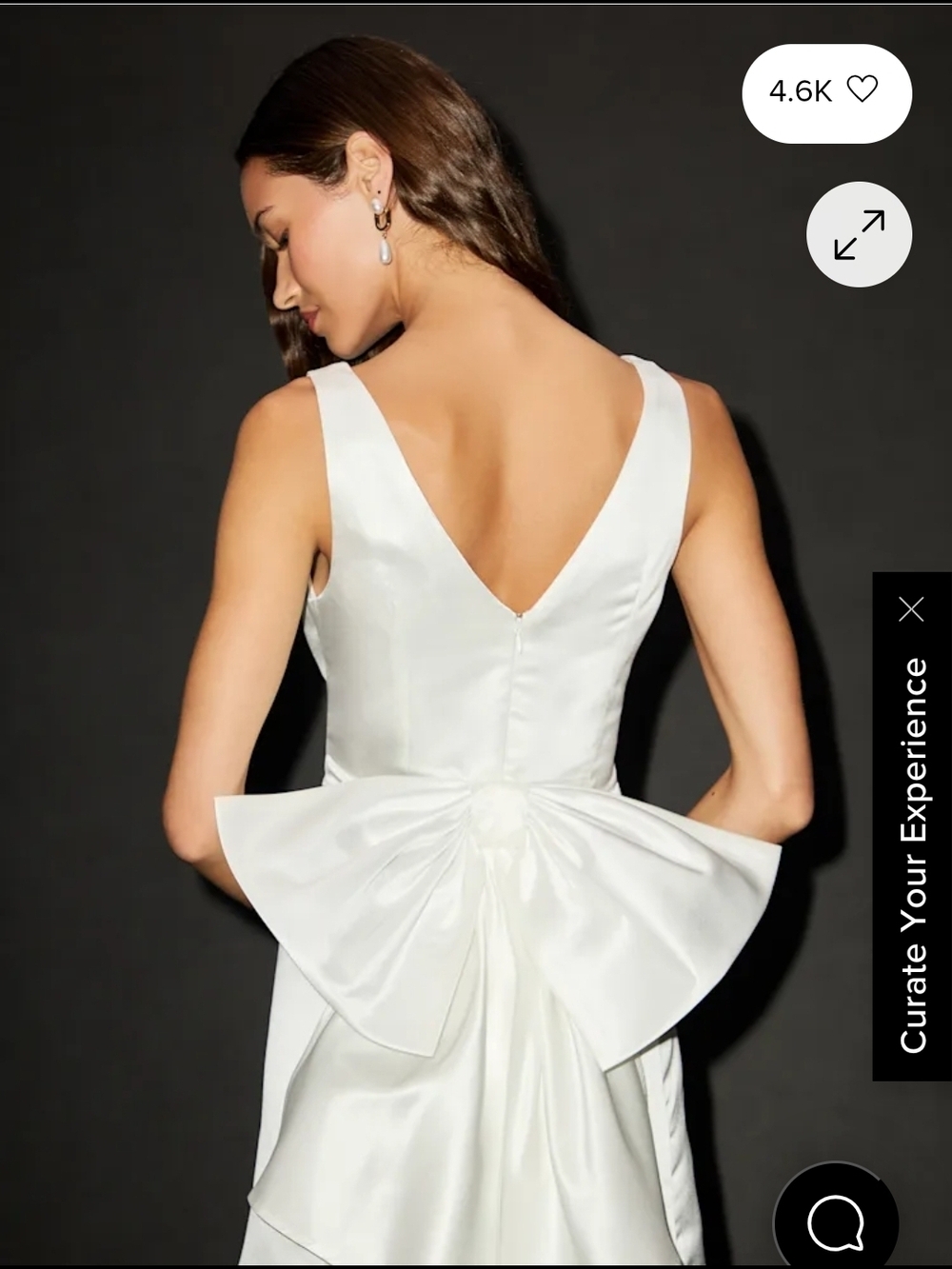 Satin V-Back Dress with Statement Bow
